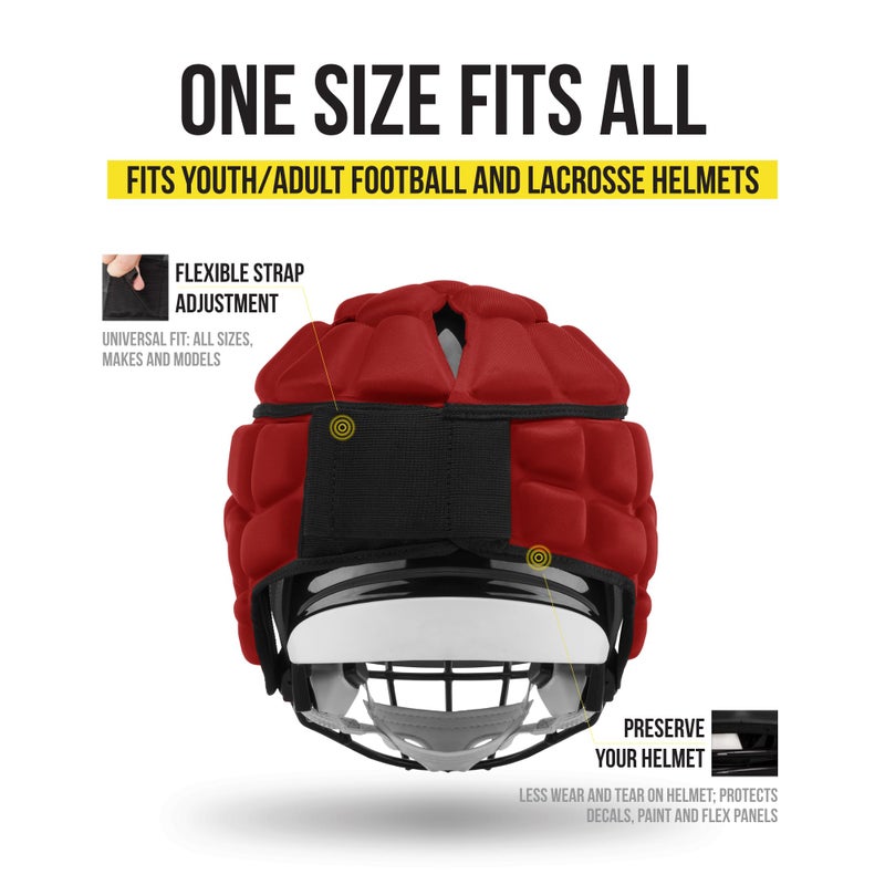Guardian Cap - Soft-Shell Helmet Cover for Football and Lacrosse - Reduces Impact and Protects Helmets - One Size Fits All for Youth  High School and College Programs - Red - Image 4